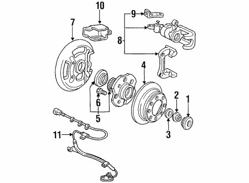 1996 Honda Accord Rear Brakes Cylinder Assembly, Left Rear Wheel Diagram for 43301-SM5-A01