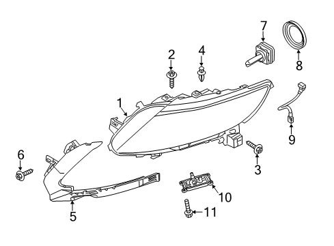 2014 Lincoln MKS Bulbs Composite Assembly Diagram for DA5Z-13008-A