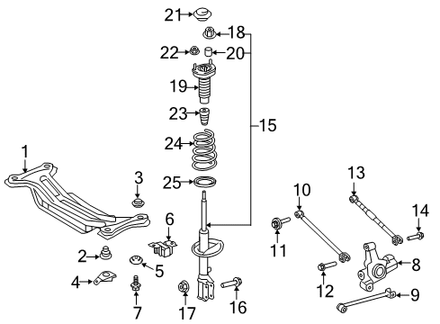 2012 Toyota Camry Rear Suspension Components, Stabilizer Bar Strut Rod Diagram for 487A0-06010