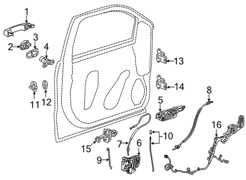 2020 GMC Sierra 2500 HD Lock & Hardware Lock Cable Diagram for 23506110