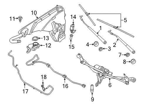 2019 BMW X7 Wiper & Washer Components WIPER SYSTEM, COMPLETE Diagram for 61619880517