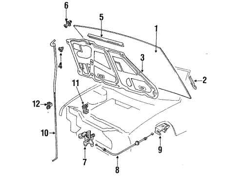 1991 Isuzu Impulse Hood & Components Clip, Fastener Diagram for 8-97817-193-0