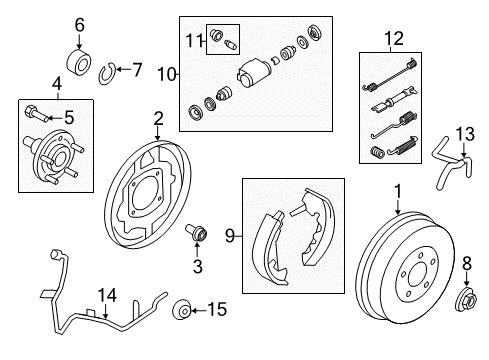 2008 Mercury Mariner Rear Brakes Wheel Cylinder Diagram for 8L8Z-2261-AD