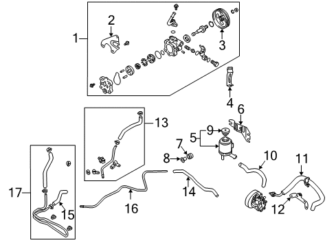 2006 Nissan Altima P/S Pump & Hoses, Steering Gear & Linkage Hose Assembly Suction, Power Steering Diagram for 49717-ZB000