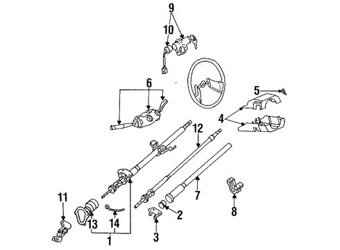 1988 Nissan Sentra Ignition Lock Lock-Set Steering Diagram for 48700-06R25