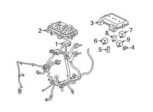 2008 Chevrolet HHR Electrical Components Block Asm-Engine Wiring Harness Junction Diagram for 25780242