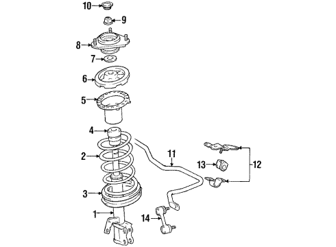 1993 Toyota Celica Front Struts & Components, Stabilizer Bar & Components Spring, Coil, Front Diagram for 48131-2H880