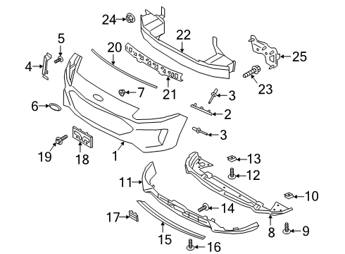 2022 Ford Escape Bumper & Components - Front Side Cover Screw Diagram for -W716890-S450B