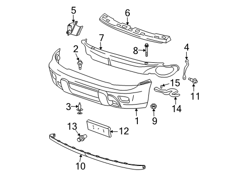 2003 Chevrolet Trailblazer Front Bumper Hook, Front Tow Diagram for 15155842
