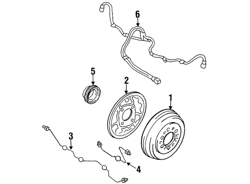 1996 Toyota T100 Rear Brakes Backing Plate Diagram for 47043-35160