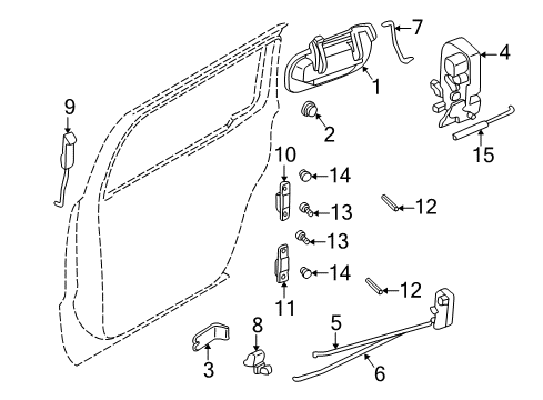 2000 Dodge Durango Rear Door - Lock & Hardware Link-Outside Handle To Latch Diagram for 55256423