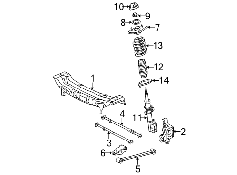 2007 Pontiac Grand Prix Rear Suspension Components, Stabilizer Bar Front Lateral Rod Diagram for 15235598