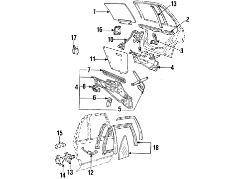 1993 Oldsmobile 98 Rear Door - Glass & Hardware ROD, Door Locking Diagram for 16607629