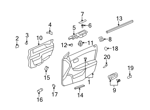 2007 Saturn Aura Front Door Lock Switch Diagram for 25965498