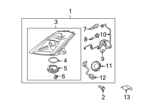 2007 Nissan 350Z Headlamps Harness Assembly-Head Lamp Diagram for 26038-CF40A