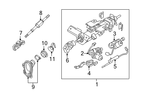 2010 Infiniti M45 Steering Column, Steering Wheel & Trim Shaft Assy-Steering Column, Lower Diagram for 48822-EH000