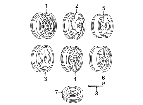 2002 Chevrolet Monte Carlo Wheels Alloy Wheel Rim 16X6.5, 5 Lugs Diagram for 9594550