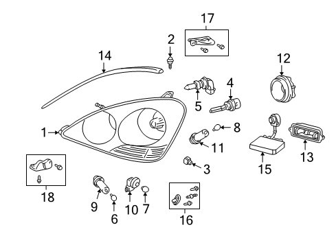 2002 Lexus LS430 Headlamps Bolt Diagram for 90084-10015