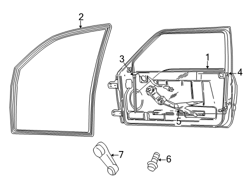 2004 Dodge Ram 1500 Front Door Channel-Front Door Glass Lower Diagram for 55275942AD