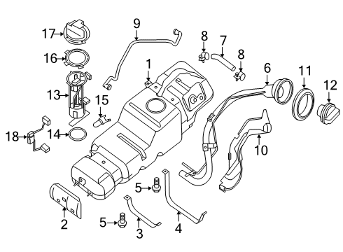 2018 Nissan NV3500 Fuel System Components Band Assy-Fuel Tank, Mounting Diagram for 17407-1PA0A