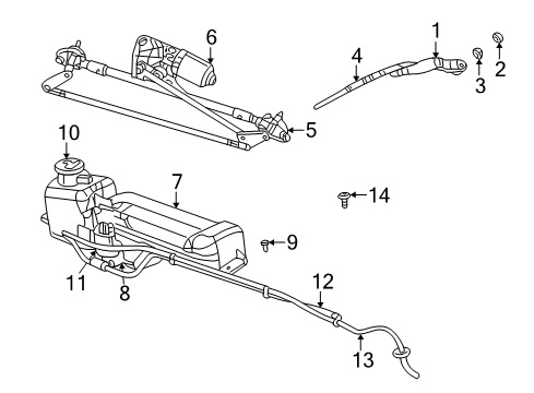 2003 Chrysler PT Cruiser Wiper & Washer Components Motor-Windshield WIPER Diagram for 5018450AA