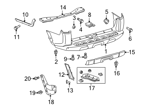 2020 Toyota 4Runner Rear Bumper Center Cover Diagram for 52169-35110