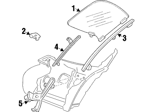 2000 Dodge Viper Glass - Door Channel-Front Door Glass Diagram for 4848461