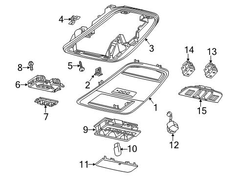2012 Buick Regal Overhead Console Reading Lamp Assembly Diagram for 22856790