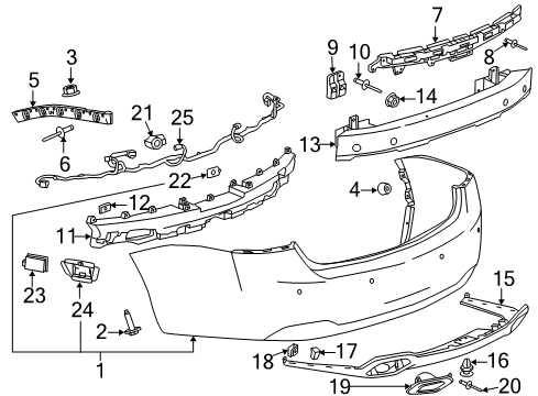 2020 Chevrolet Impala Parking Aid Reverse Sensor Bracket Diagram for 22848190