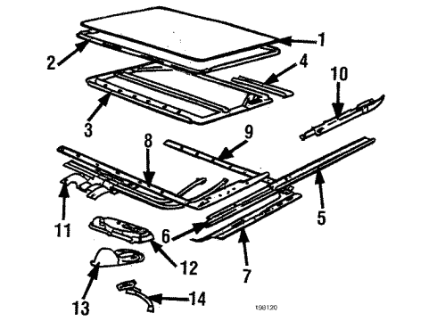 1987 BMW 325is Sunroof Drip Moulding Diagram for 54121837094