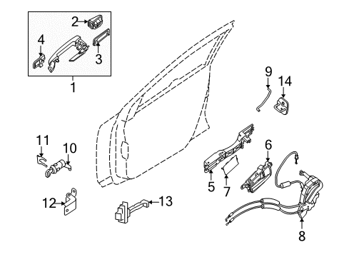 2009 Nissan Sentra Front Door Front Door Outside Handle Assembly, Right Diagram for 80606-ET00A