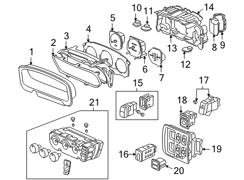 1997 Honda CR-V Mirrors Panel, AT-Indicator Print Diagram for 78230-S10-A01