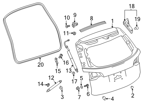 2019 GMC Terrain Gate & Hardware Gate Asm-Lift Diagram for 84277350