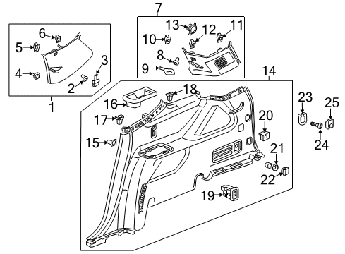 2018 Chevrolet Traverse Interior Trim - Quarter Panels Rear Quarter Trim Cap Diagram for 84234701