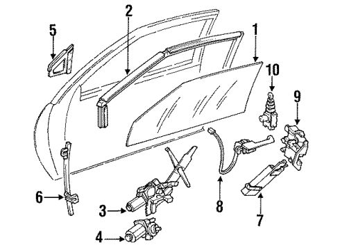 1989 Oldsmobile Delta 88 Door & Components Front Window Regulator ASSEMBLY (Service) Source: T Diagram for 20738087