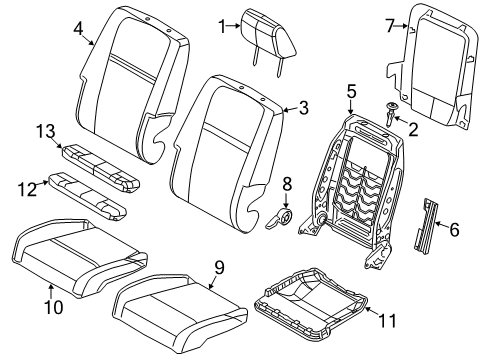 2015 Dodge Journey Passenger Seat Components Seat Cushion Foam Diagram for 68096240AA