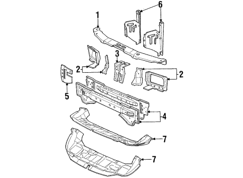 1995 Mercury Mystique Radiator Support Center Support Diagram for F5RZ16747A