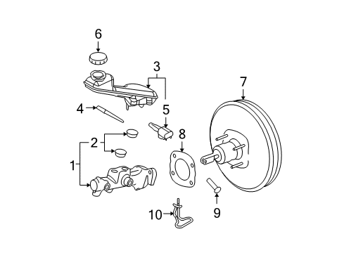 2009 Ford Edge Hydraulic System Power Booster Shield Diagram for 7T4Z-2B022-A