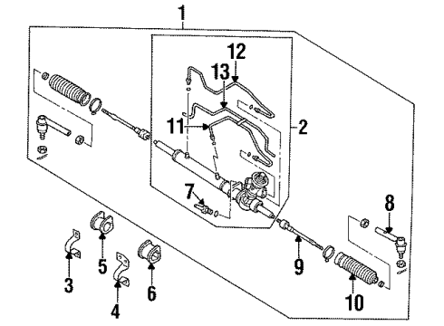 1997 Nissan Quest Steering Column & Wheel, Steering Gear & Linkage Gear Assy-Power Steering Diagram for 49200-0B000