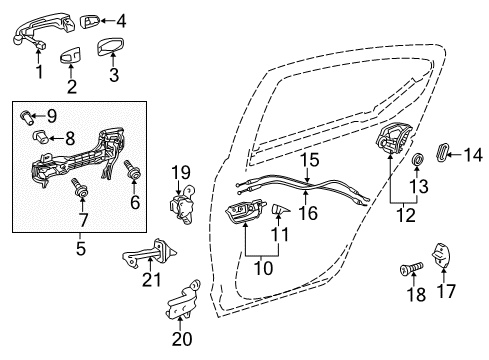 2019 Toyota Prius C Rear Door Lock Cable Diagram for 69730-52180