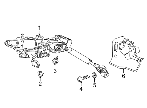 2018 Honda Civic Steering Column Assembly Cover, Steering Joint Diagram for 53320-TBA-A00