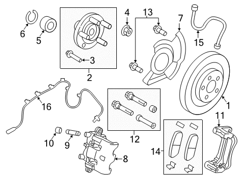 2014 Lincoln MKX Anti-Lock Brakes Bearing Retainer Ring Diagram for 7T4Z-3F543-A