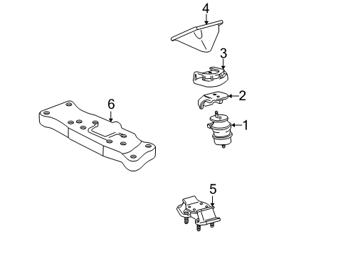 2006 Lexus LS430 Engine & Trans Mounting Member, Engine Rear Mounting Diagram for 57255-50020