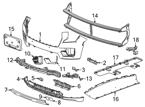 2022 GMC Yukon Bumper & Components - Front Lower Brace Diagram for 84832664