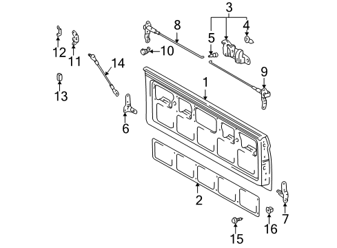 2000 Toyota Tacoma Tail Gate Striker Diagram for 65768-35020