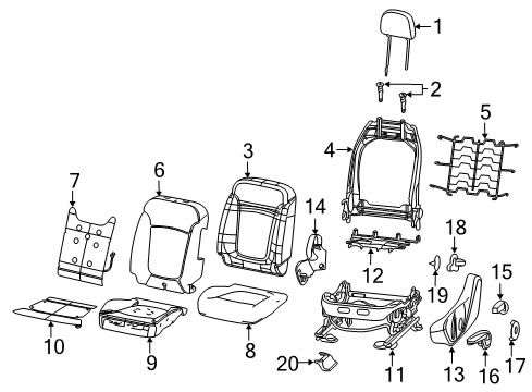 2018 Jeep Compass Driver Seat Components Seat Cushion Foam Diagram for 68248258AB