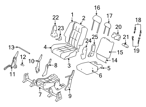 2009 Dodge Durango Rear Seat Components Rear Seat Cushion Cover Left Diagram for 1MS621D5AA