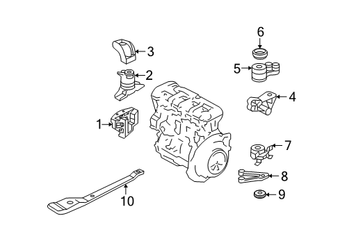 2007 Mercury Mariner Engine & Trans Mounting Front Bracket Diagram for 5L8Z-6061-BB