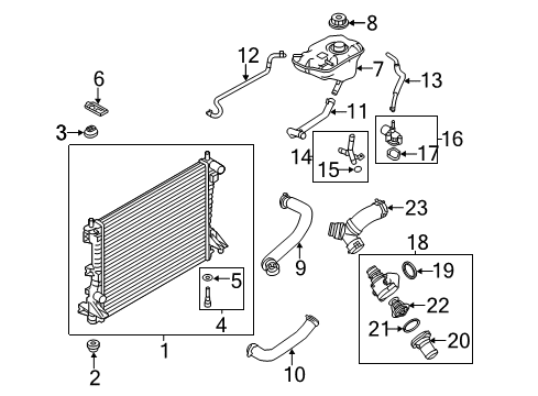 2014 Ford Mustang Radiator & Components Reservoir Diagram for CR3Z-8A080-A