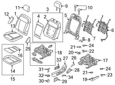 2020 Ford Ranger Front Seat Components Seat Back Heater Diagram for KB3Z-14D696-A